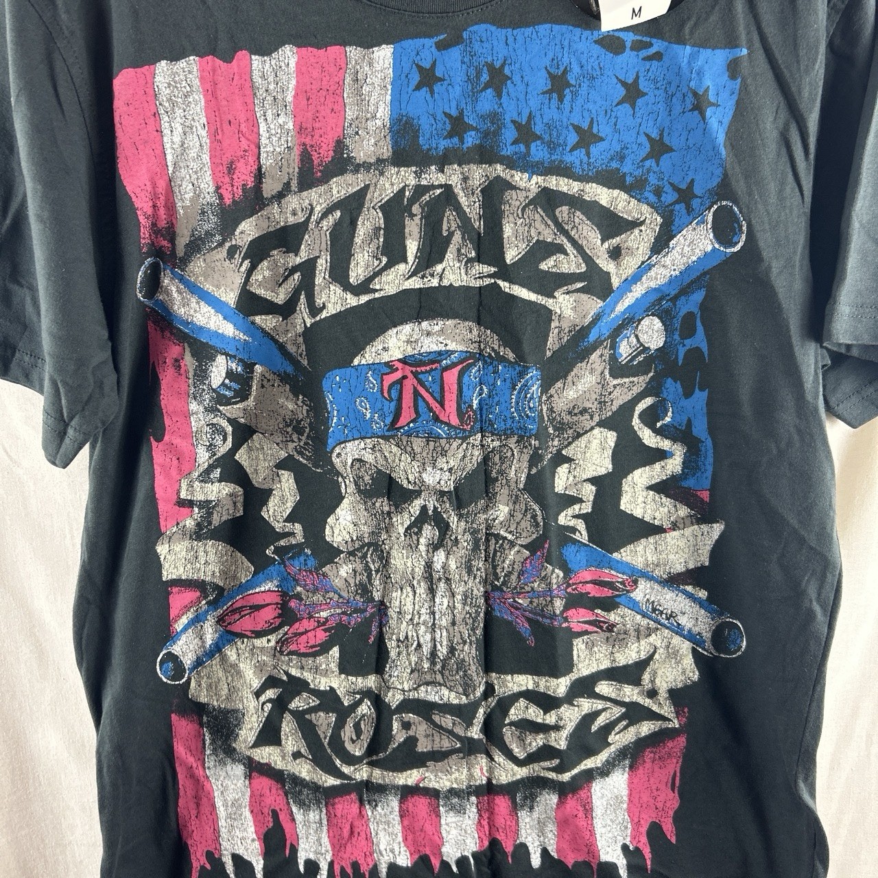 Guns N Roses Flag Mens T Shirt M Medium Washed Black Brand New With Tags 2010 gallery