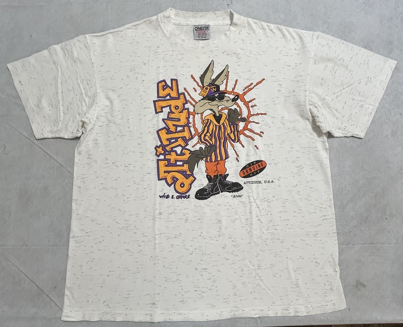 Vintage 1993 Looney Wile E. Coyote Warner Bros Attitude XL Single Stitch gallery