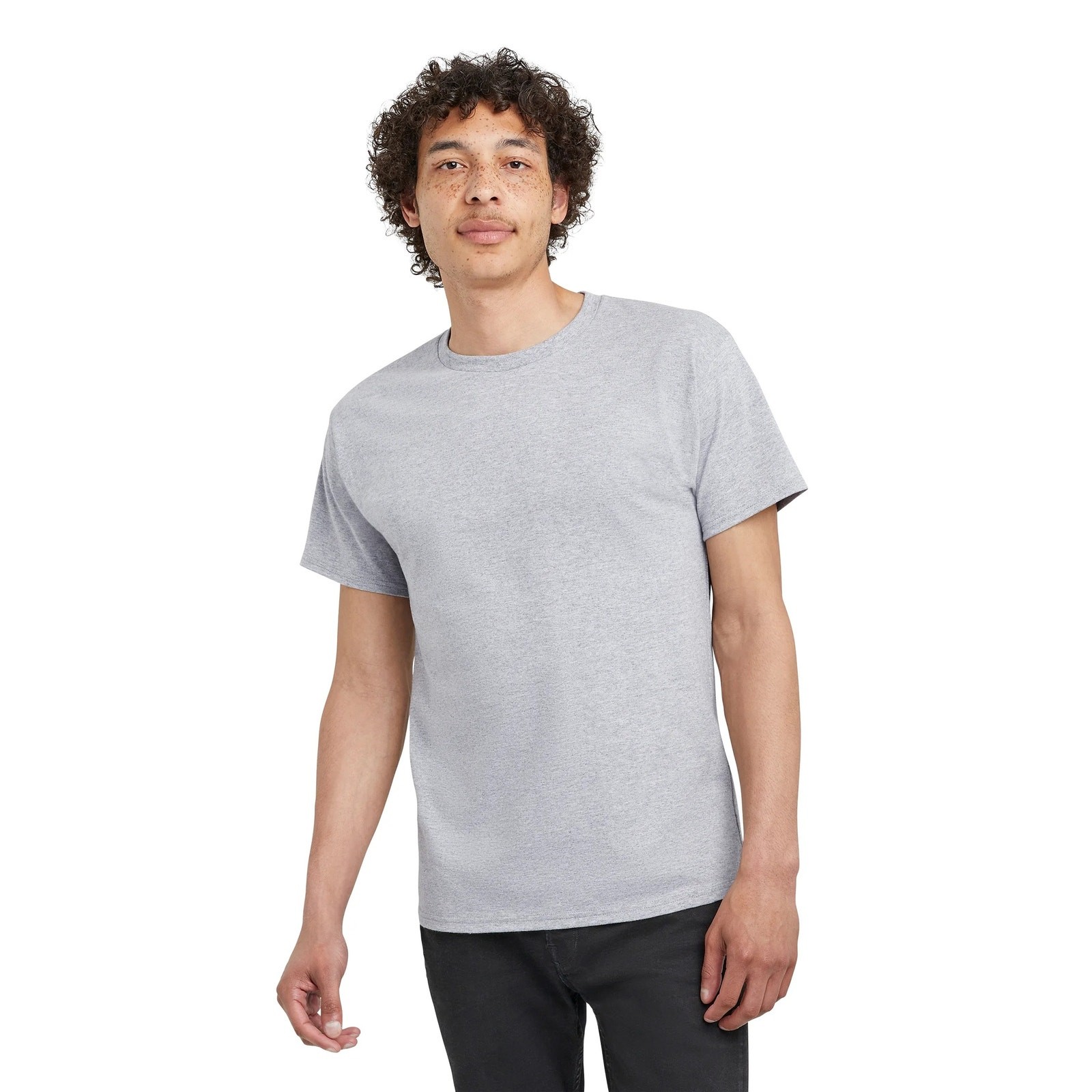 Hanes Essentials Men’s S 6-Pack Light Steel Cotton Short Sleeve T-Shirts G13-18