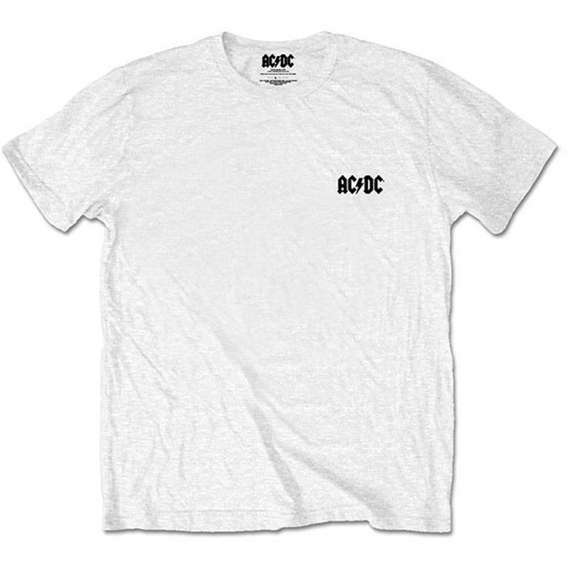 Men’s AC/DC About To Rock (Back Print/Retail Pack) Slim Fit T-shirt Large White