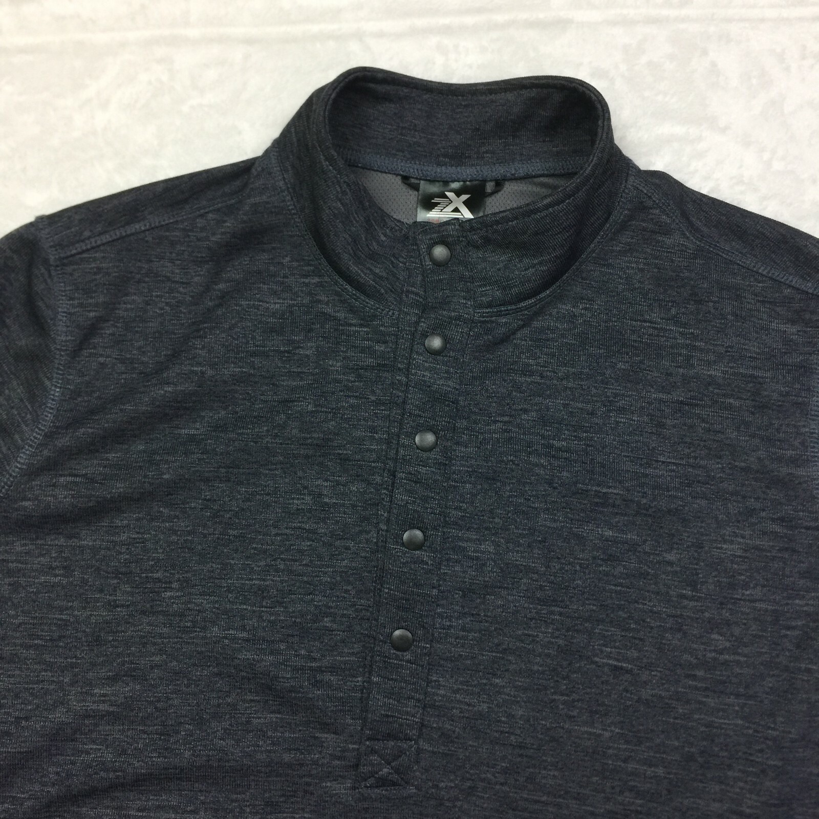 ZEROXPOSUR Men's Henley Long Sleeve T-Shirt Top Sz L/G Dark Gray Ribbed Knit A7 gallery
