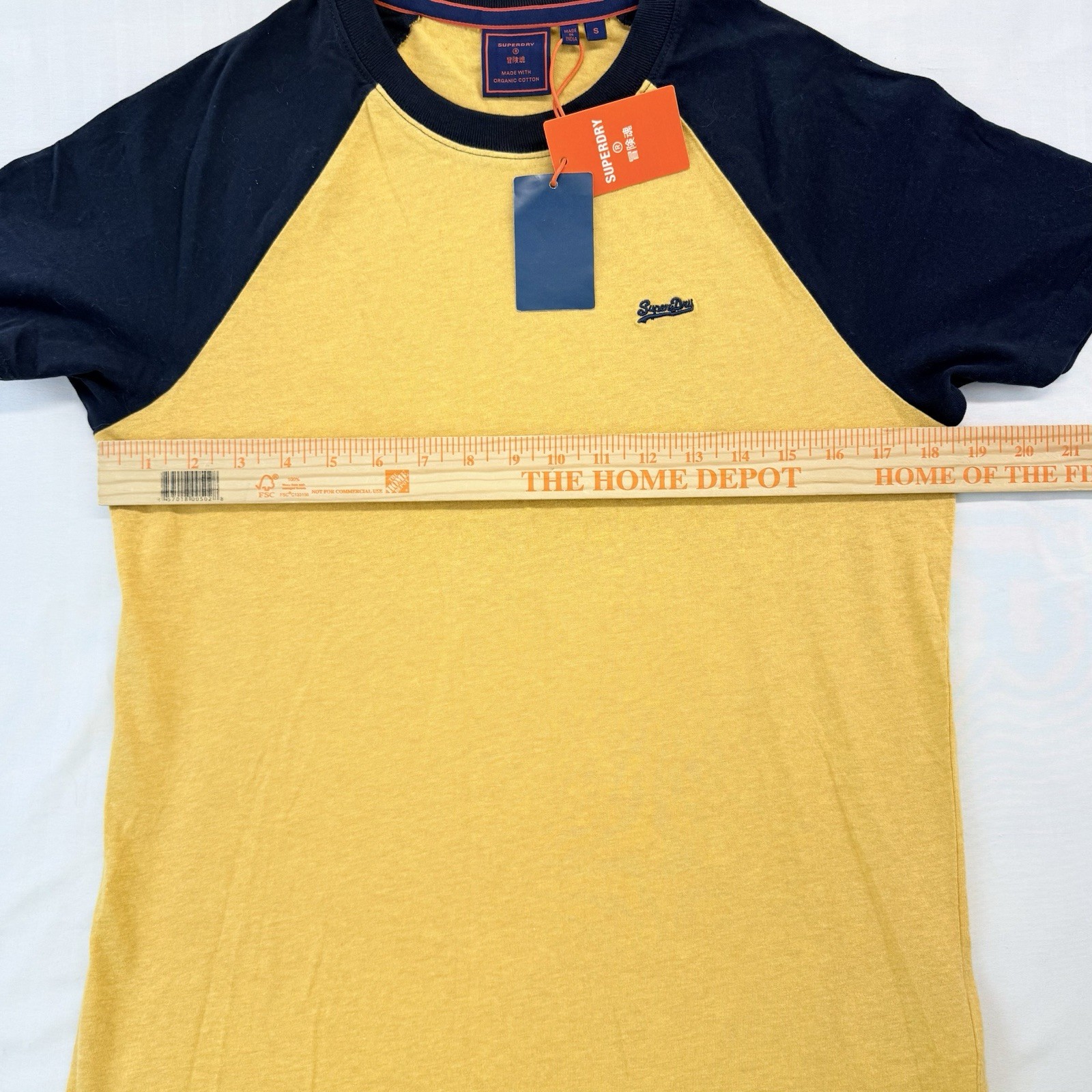 SUPERDRY Men's Sz S Gold/Navy Short Sleeve Vintage Baseball Tee NWT gallery