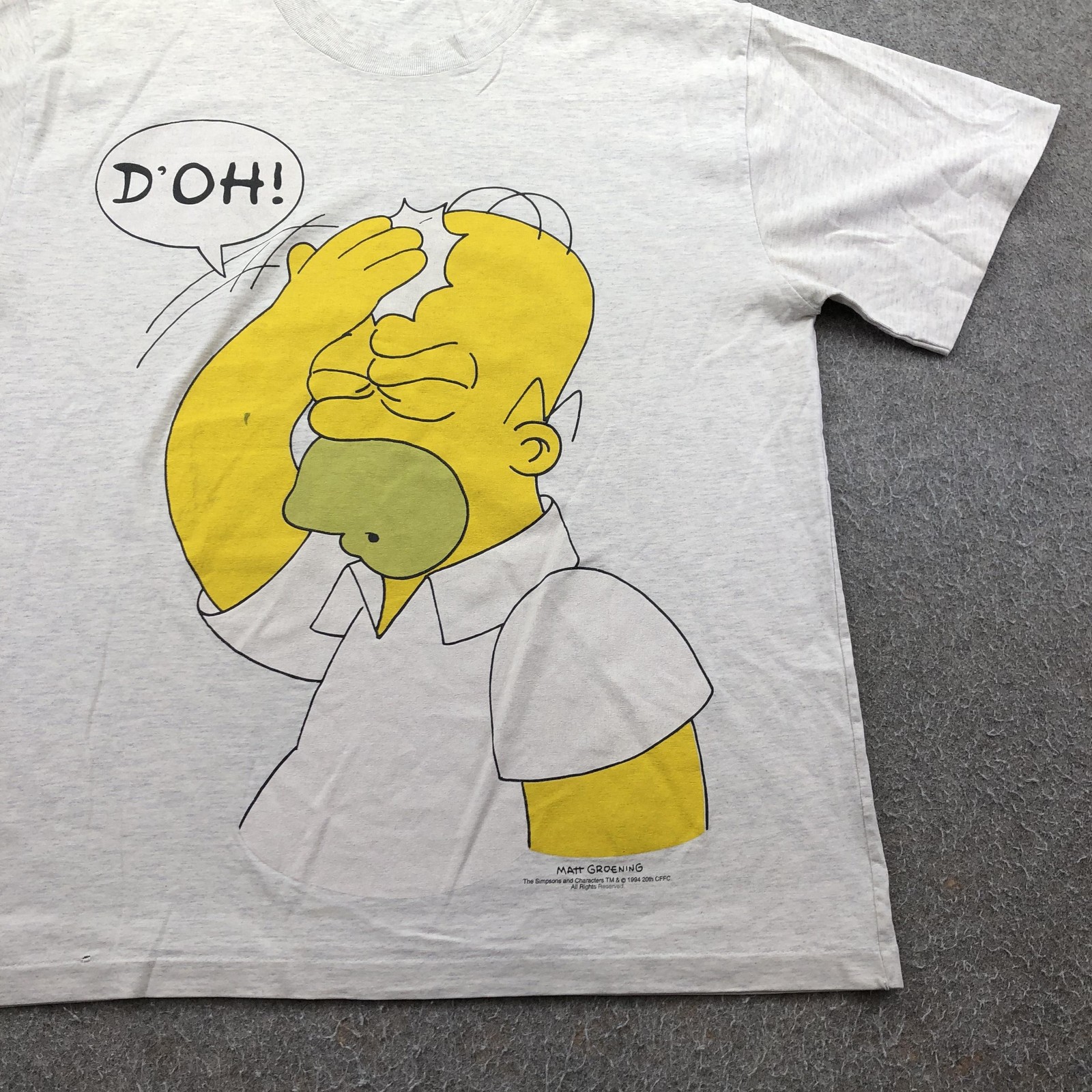 Vintage The Simpsons Shirt Mens Large Gray Graphic Homer D'oh 1994 Cartoon 90s gallery