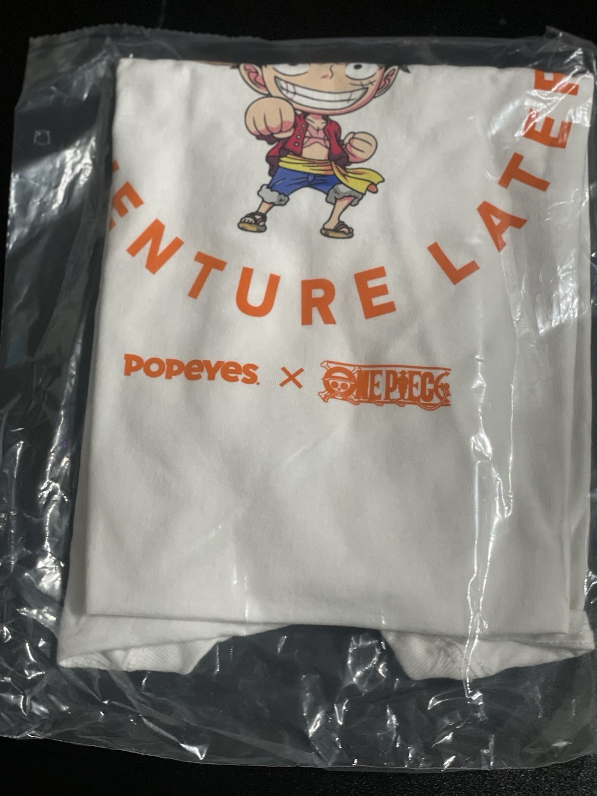 Limited Release Popeyes x One Piece Monkey D Luffy Large T-Shirt w/ Keychain gallery