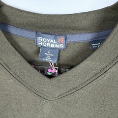 NWT Royal Robbins Duke V-Neck Wool Blend Timber Green Shirt Large UPF 40