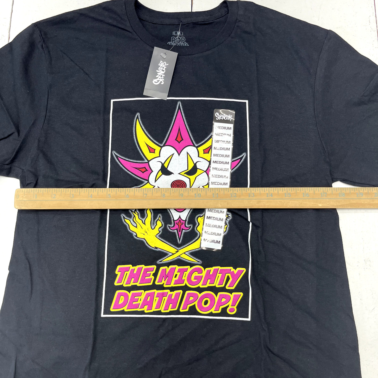 Pop Threads Black "The Mighty Death" Graphic Tee Adult Size Medium Spencers gallery