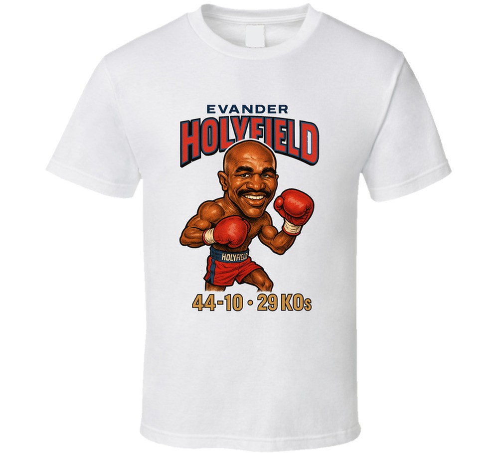 Evander Holyfield Caricature Boxing Record T Shirt