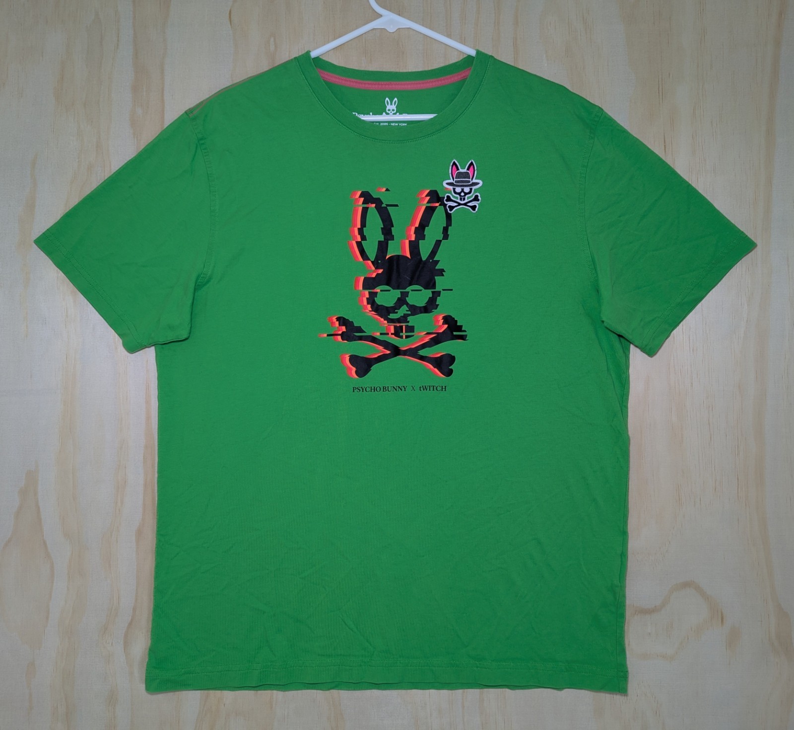 Psycho Bunny Men's 7 XL Twitch Green Short Sleeve Shirt Graphic Print gallery