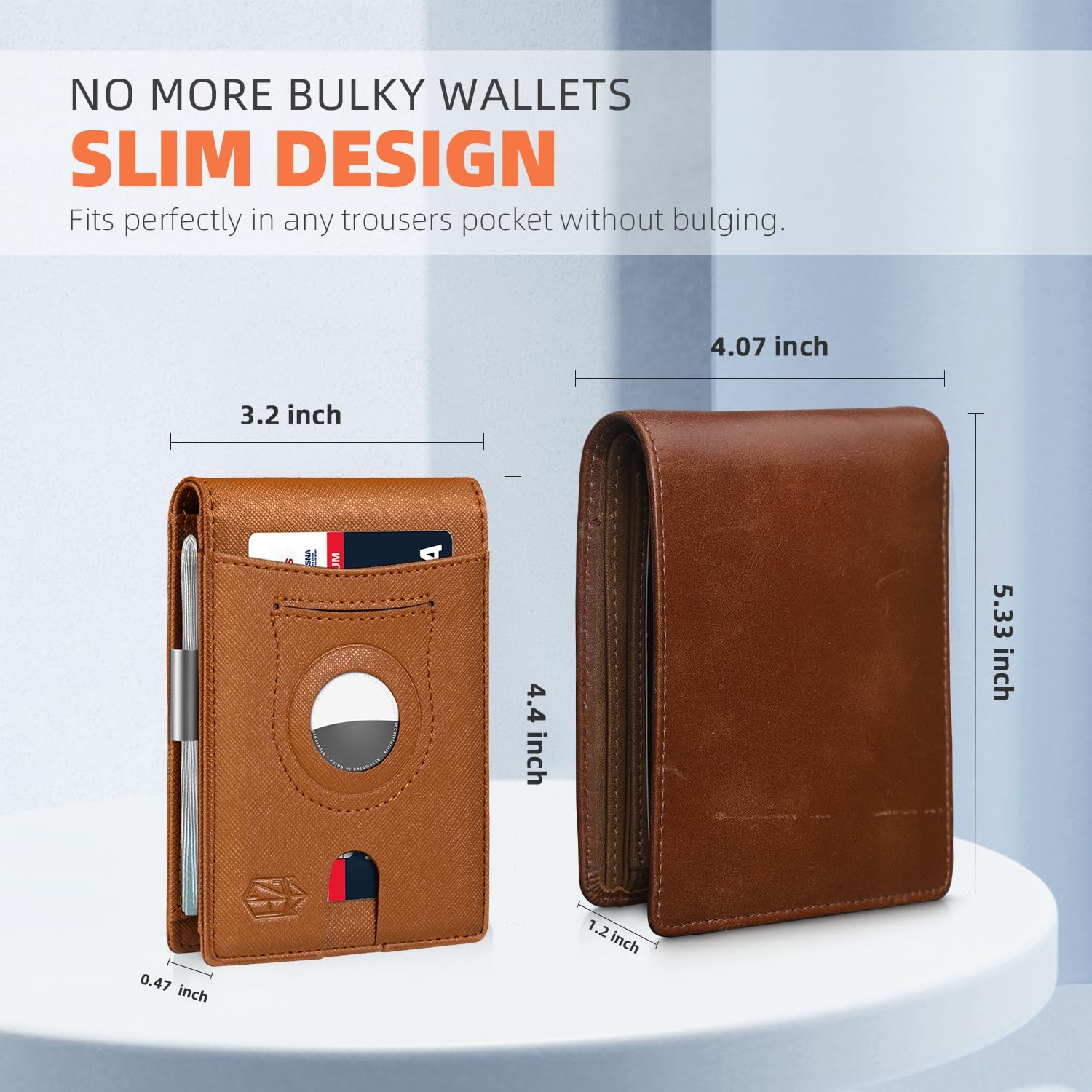 Airtag-Wallet-Mens-Slim-RFID Blocking Wallet Leather with Money Clip Air Tag ... gallery