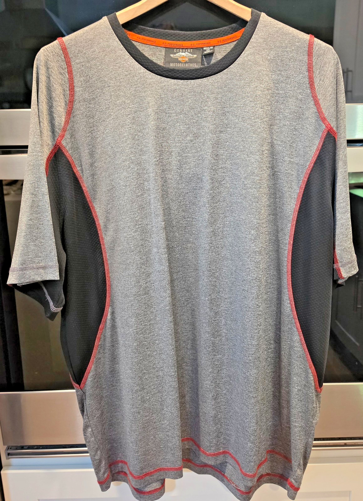 NEW - Harley Davidson -gray & blk short sleeve stretch pullover shirt - size 2XL gallery