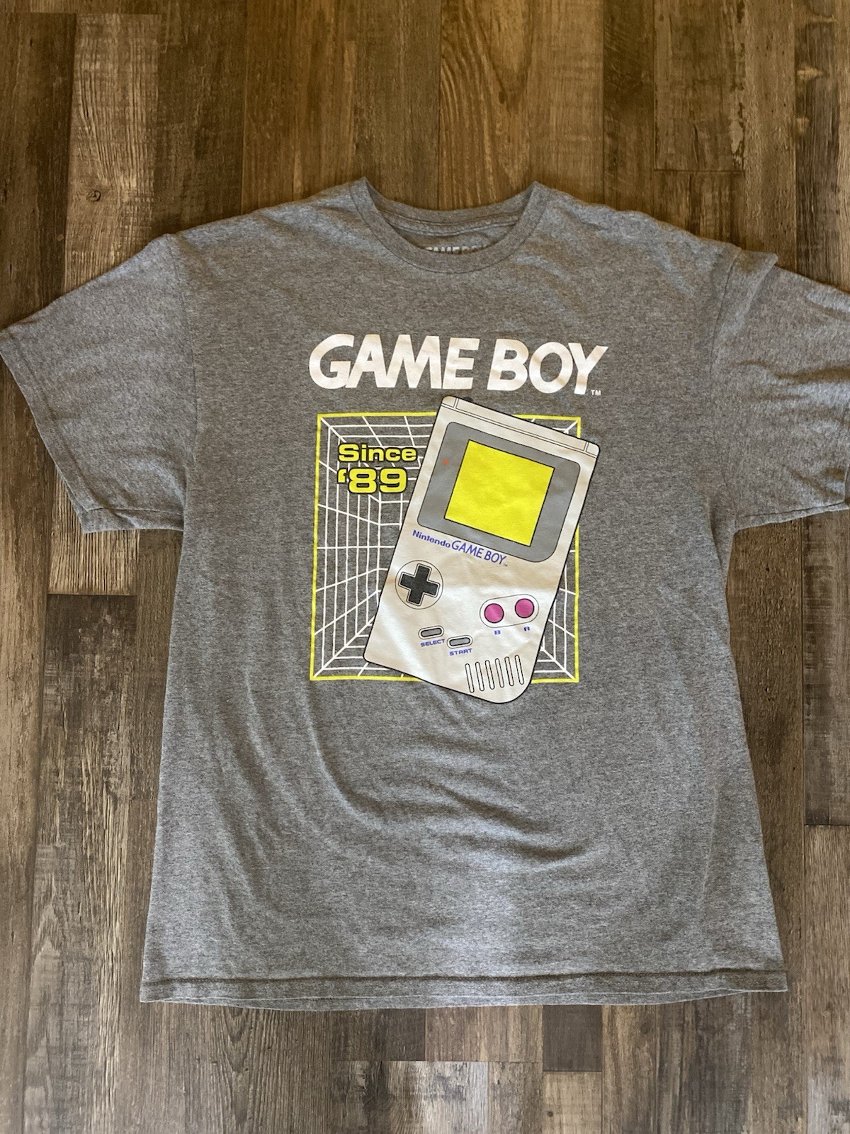 Game Boy Gray Nintendo Retro Video Games Graphic Print Crew Neck T-Shirt Men's gallery