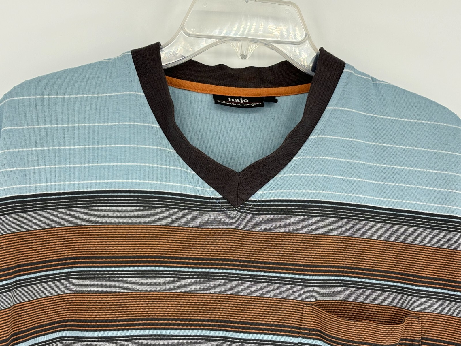 Hajo Klima Komfort Blue White Orange Gray Short Sleeve T-Shirt Men's Size Medium gallery