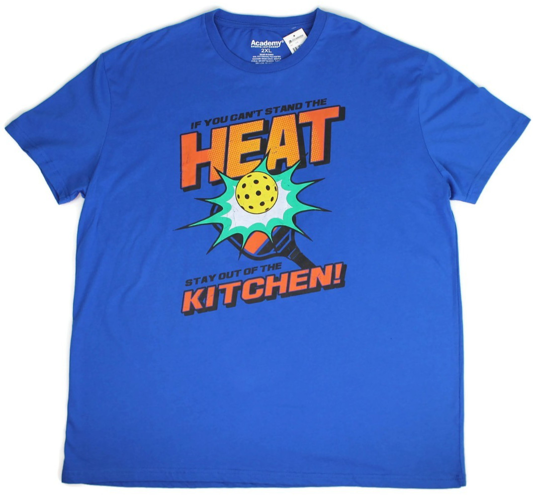 Pickleball Blue Shirt Can’t Stand The Heat Stay Out of The Kitchen Mens 2XL NWT