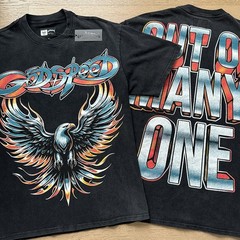 26SS Summer Godspeed Colorful Eagle printing Tee Mens Cotton T-shirt