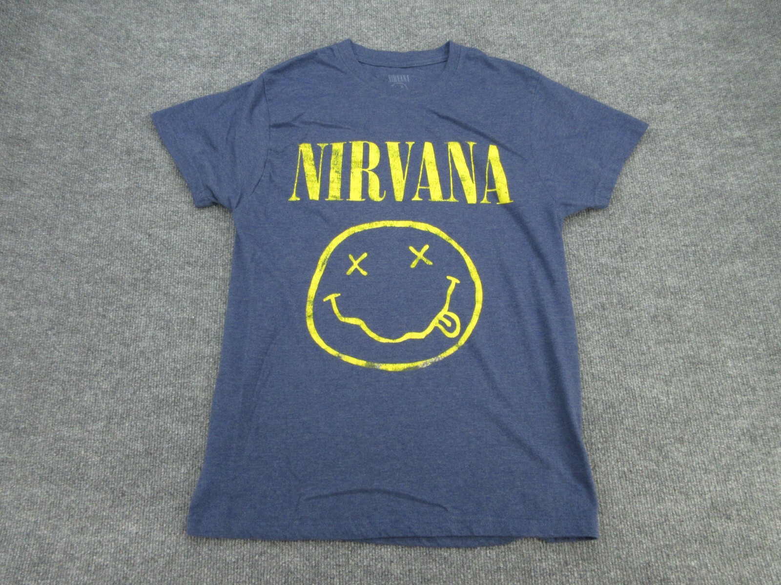 Nirvana Shirt Mens Medium Blue Crew Neck Logo Short Sleeve Logo Tee Adult M