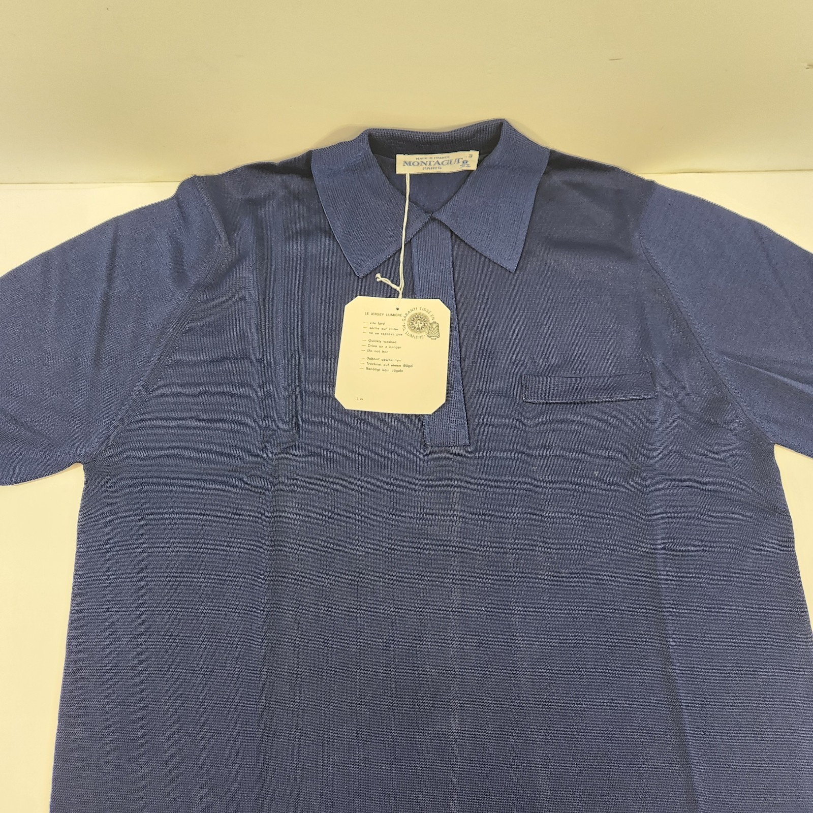 Vintage Montagut Raymond Mens Shirt Marine Blue Size 3 Polyamide BRAND NEW gallery