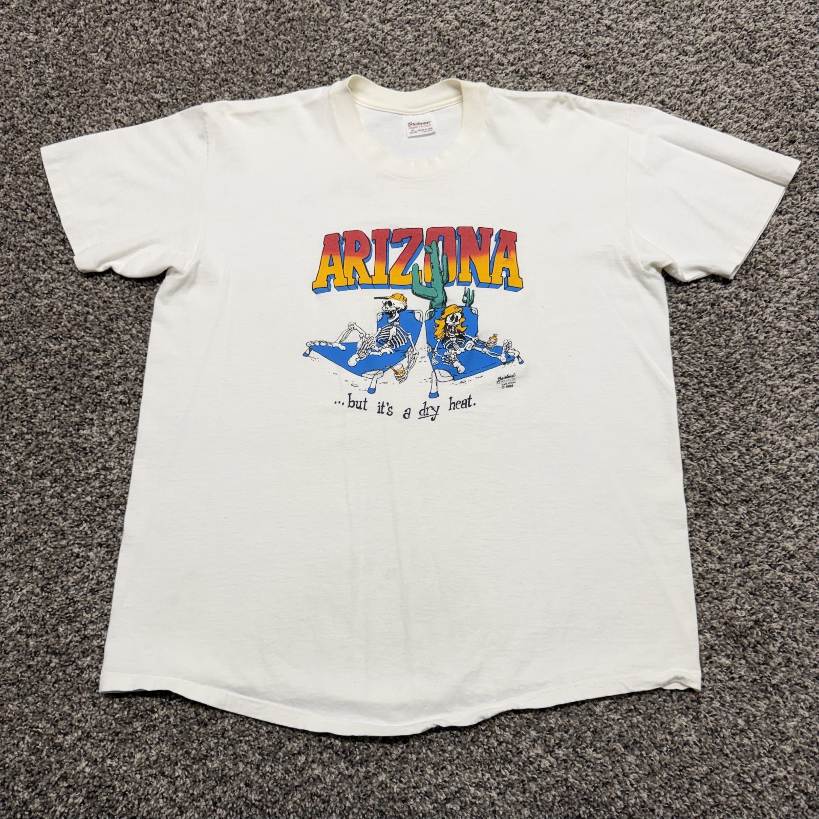 Vintage Arizona T-shirt Size XL White Stedman 90s Dry Heat - Distressed gallery
