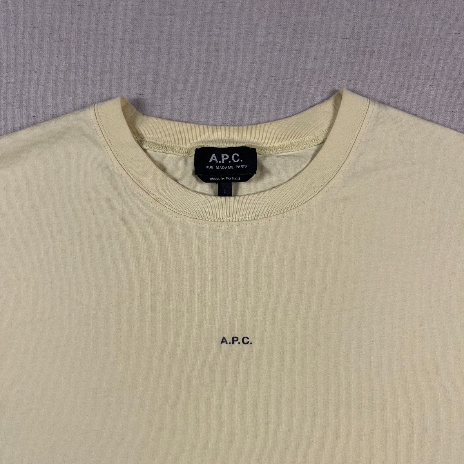APC T Shirt Mens Large Pale Yellow Cotton Logo Rue Madame Paris gallery