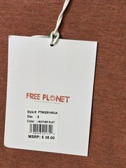 Free Planet Organic Cotton Blend Heather Rust Men’s T-Shirt Size S 2121