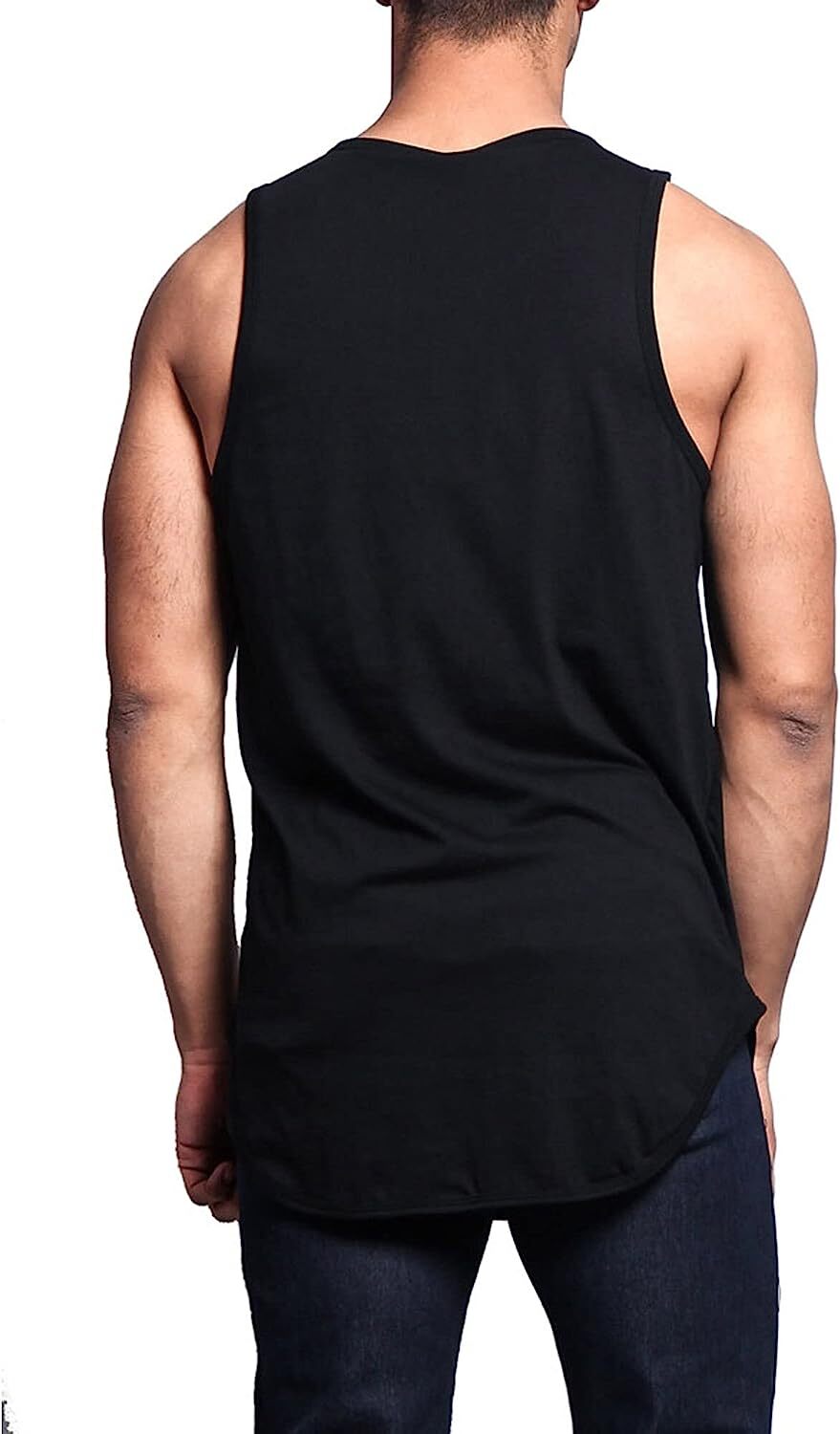 Men Solid Color Curved Hem Long Length Tank Top - Perfect for Summer Casual Wear gallery