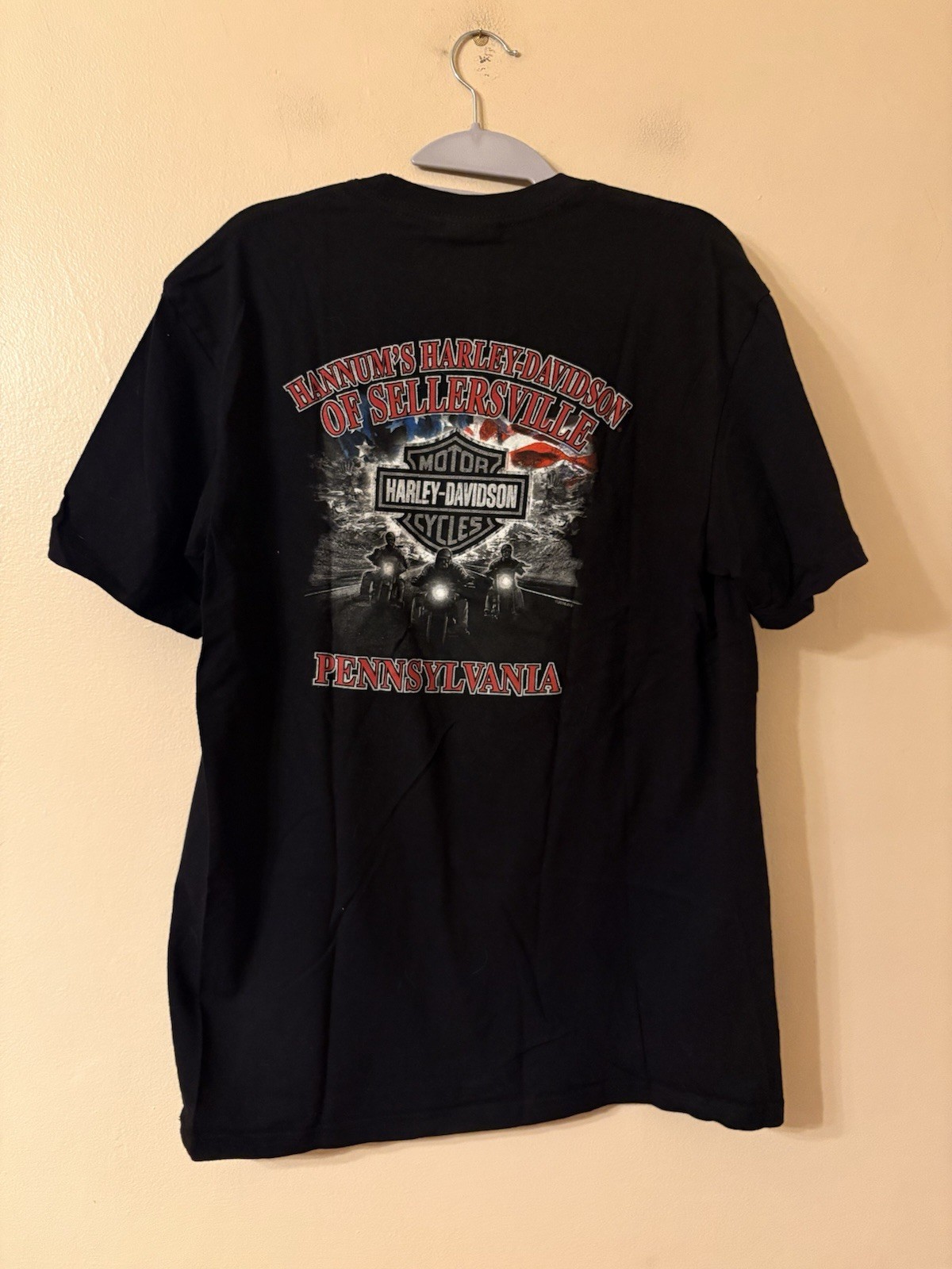 Harley Davidson Biker Built Sellersville PA Snake Skull T Shirt Size Large Black gallery