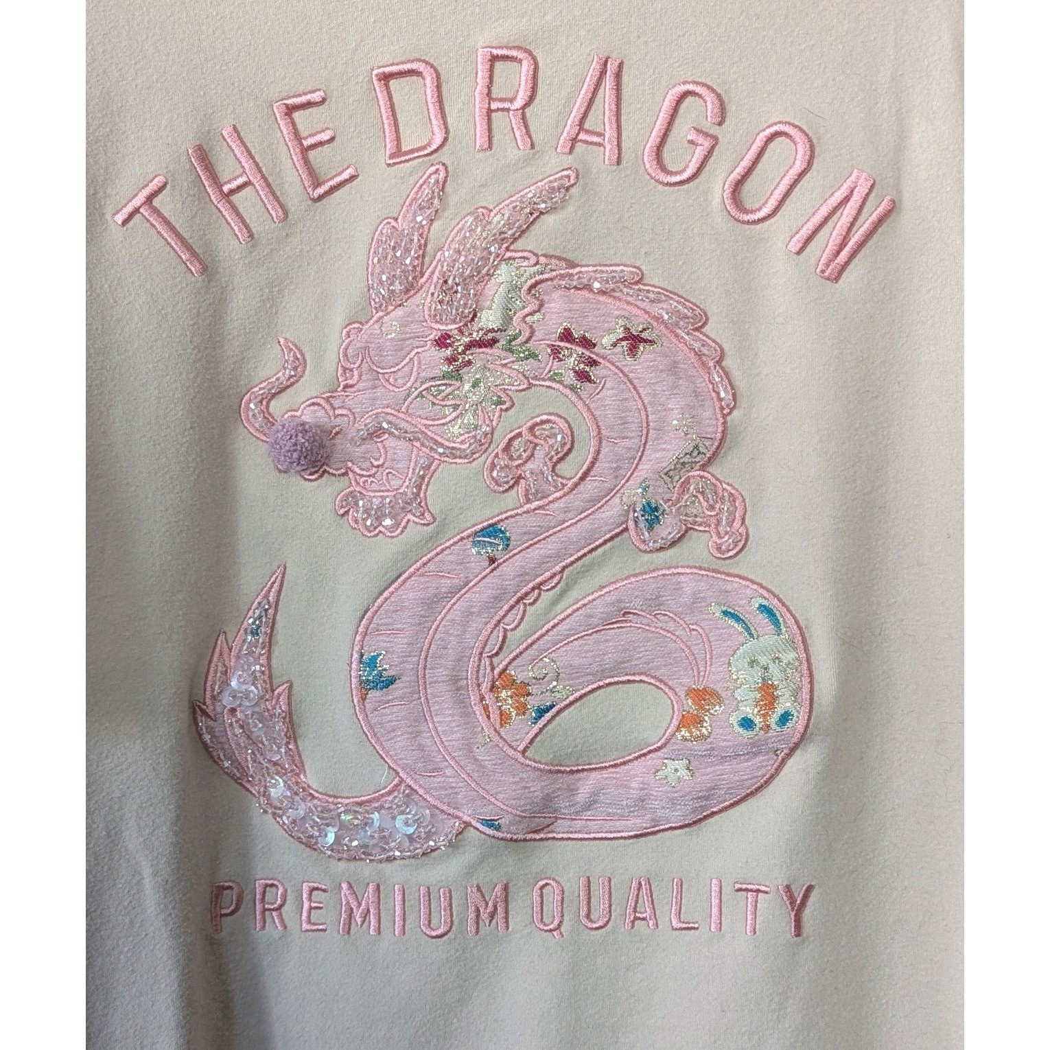 Rare Premium Quality Shell Pink Dragon Short Sleeve Sweatshirt New Year 2024 gallery