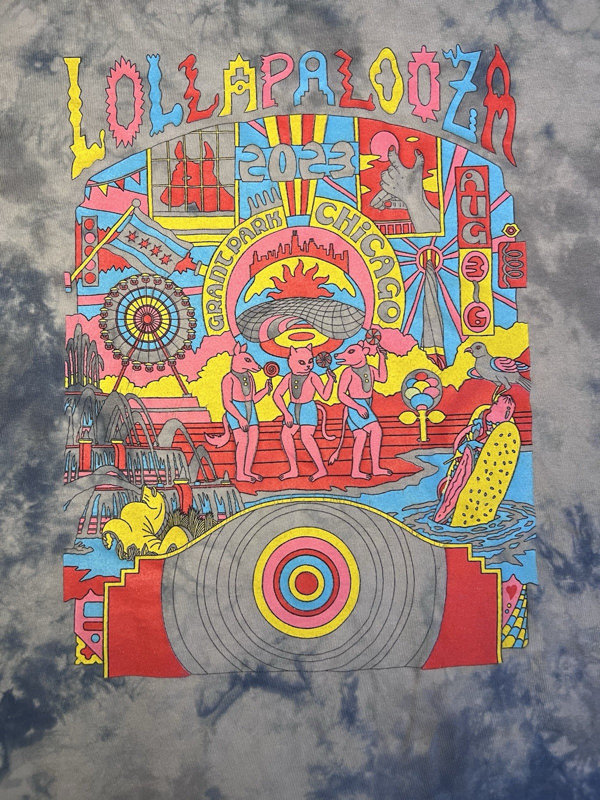 2023 Lollapalooza Chicago multicoloured tie-dye t-shirt Size Small gallery