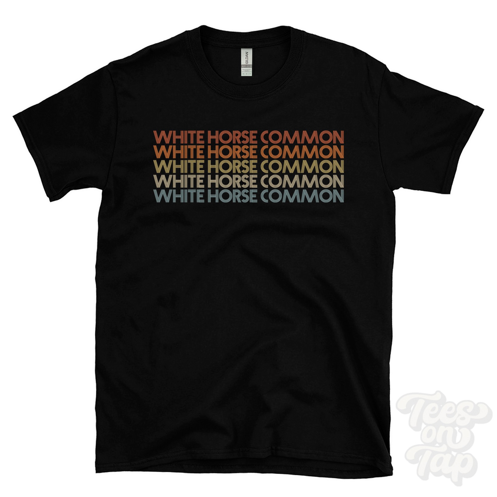 WHITE HORSE COMMON REPEATED RETRO STYLE T-SHIRT mens & womens uk place name gift