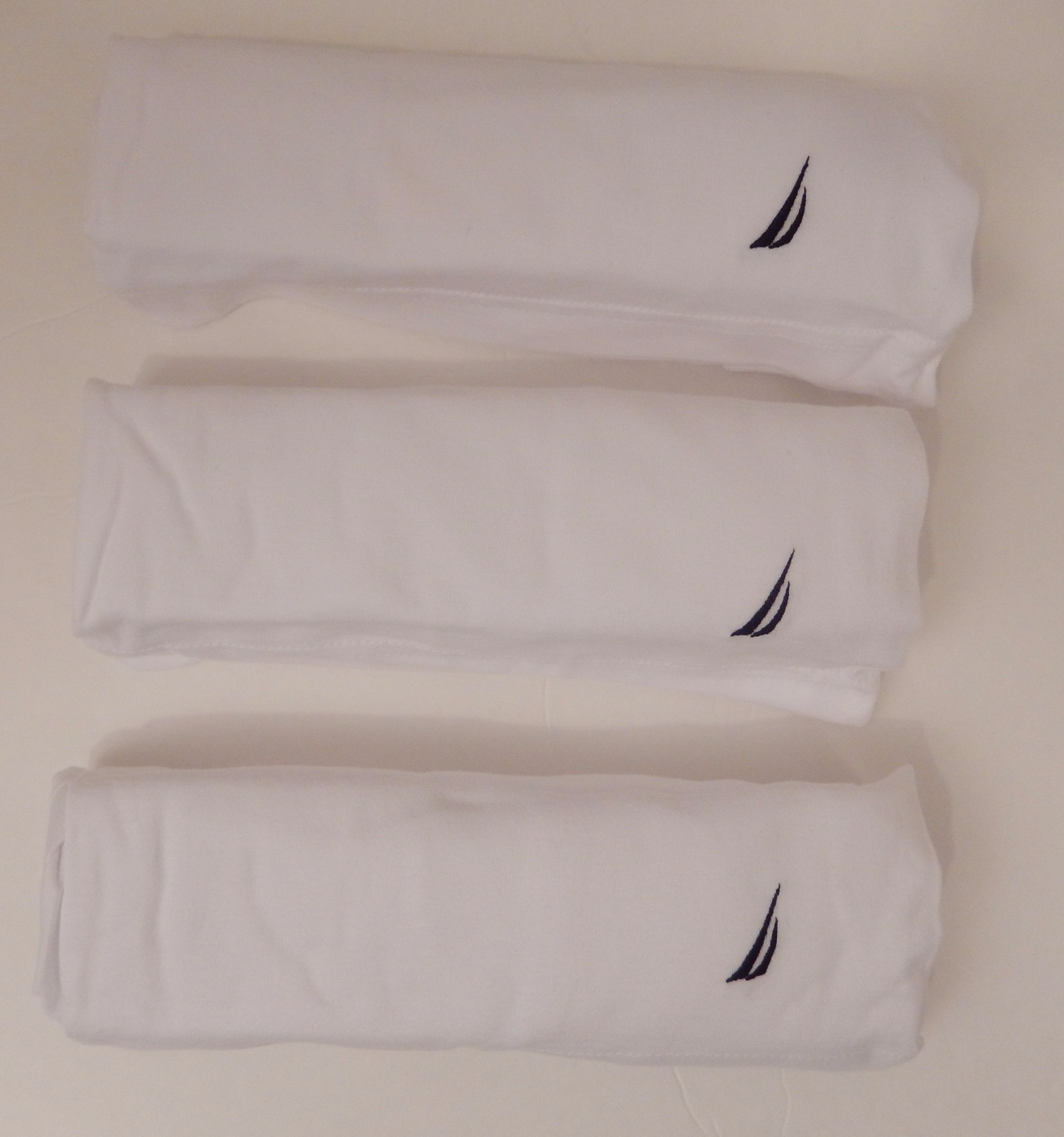 3 GENUINE NAUTICA MENS COTTON WHITE CREW-NECK S M L XL XXL T-SHIRTS UNDERSHIRTS gallery