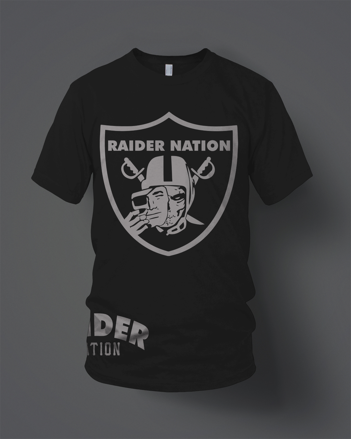 Raiders Raider Nation Skull T-Shirt Black & Silver (New) Oakland Edition gallery