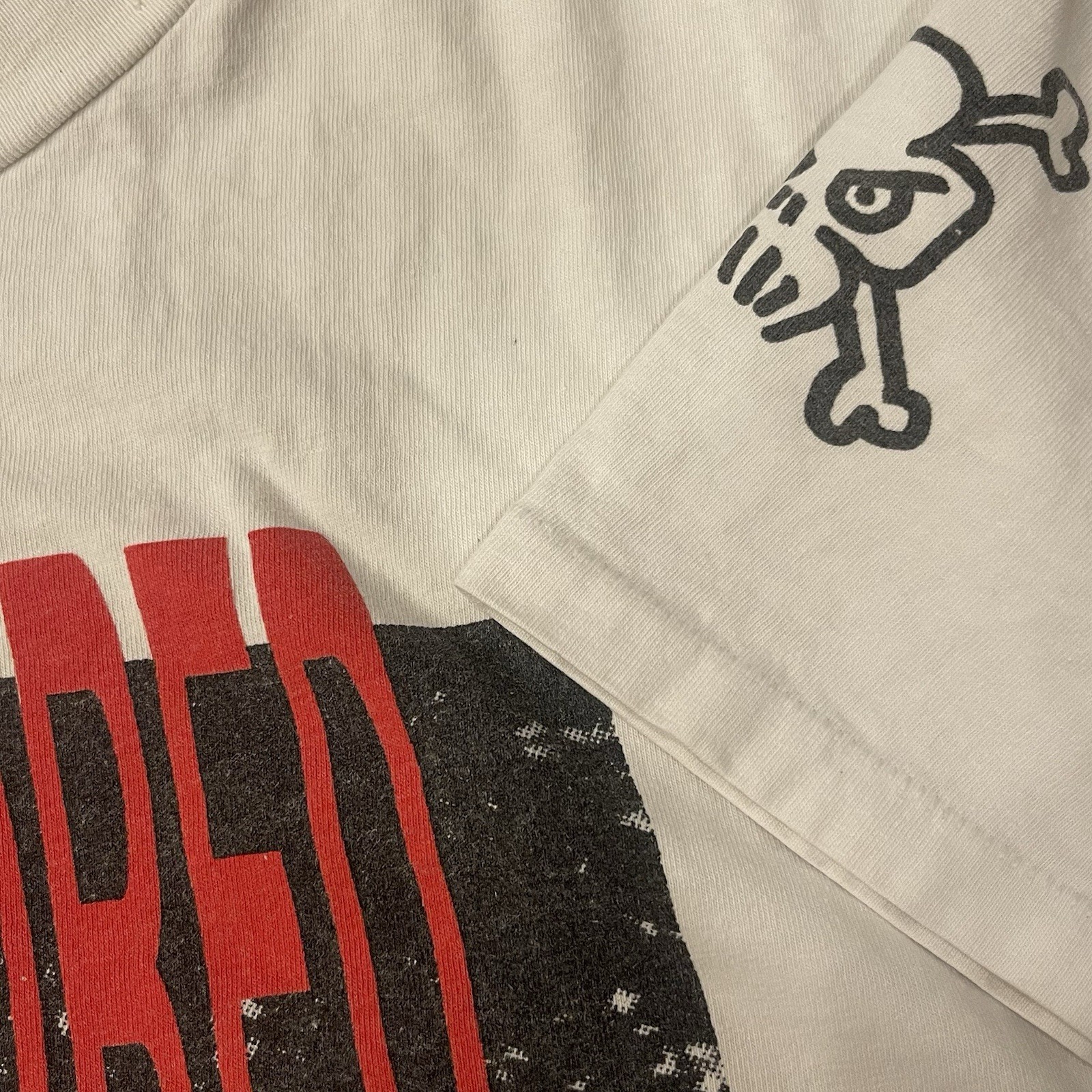 Vtg 80s OP Ocean Pacific Skull Rebel Skater Censored Double Sided 1989 Graphic L gallery