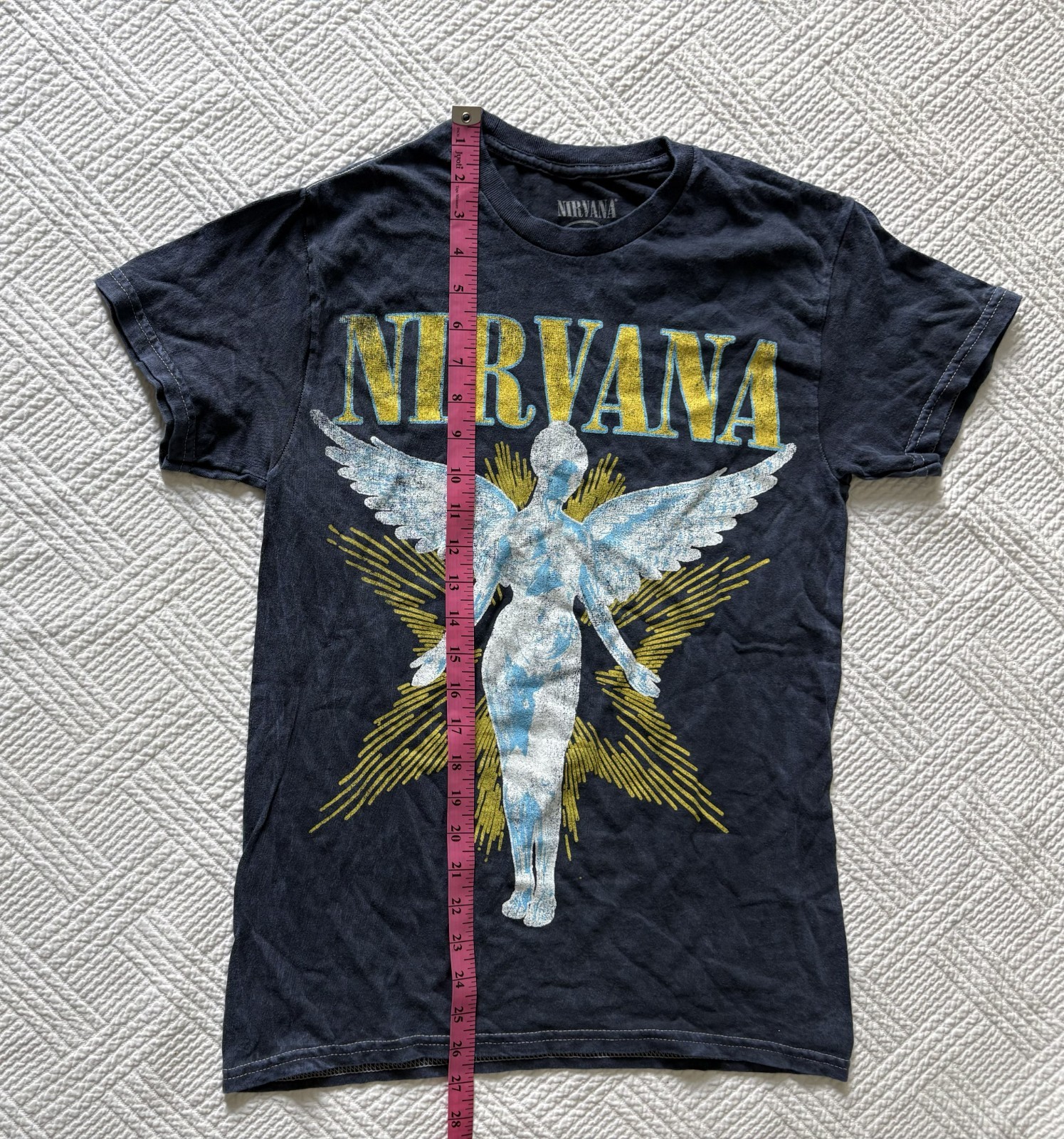 Nirvana Concert T-Shirt In Utero Unisex Small Grunge 90s Cotton Navy Angel gallery