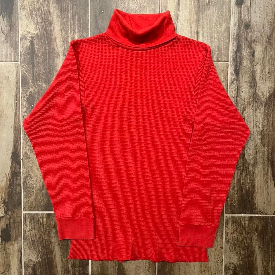 VTG Snowdrift Thermal Men's M Red Polycotton Turtleneck Waffle-Knit Long-Sleeve gallery