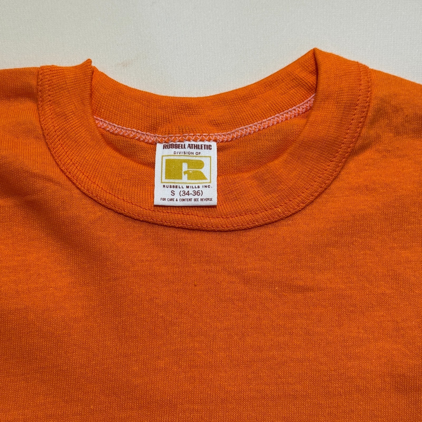 Vintage Russell Athletic Adult S (34-36) Orange T-Shirts Blanks Lot of 4 gallery
