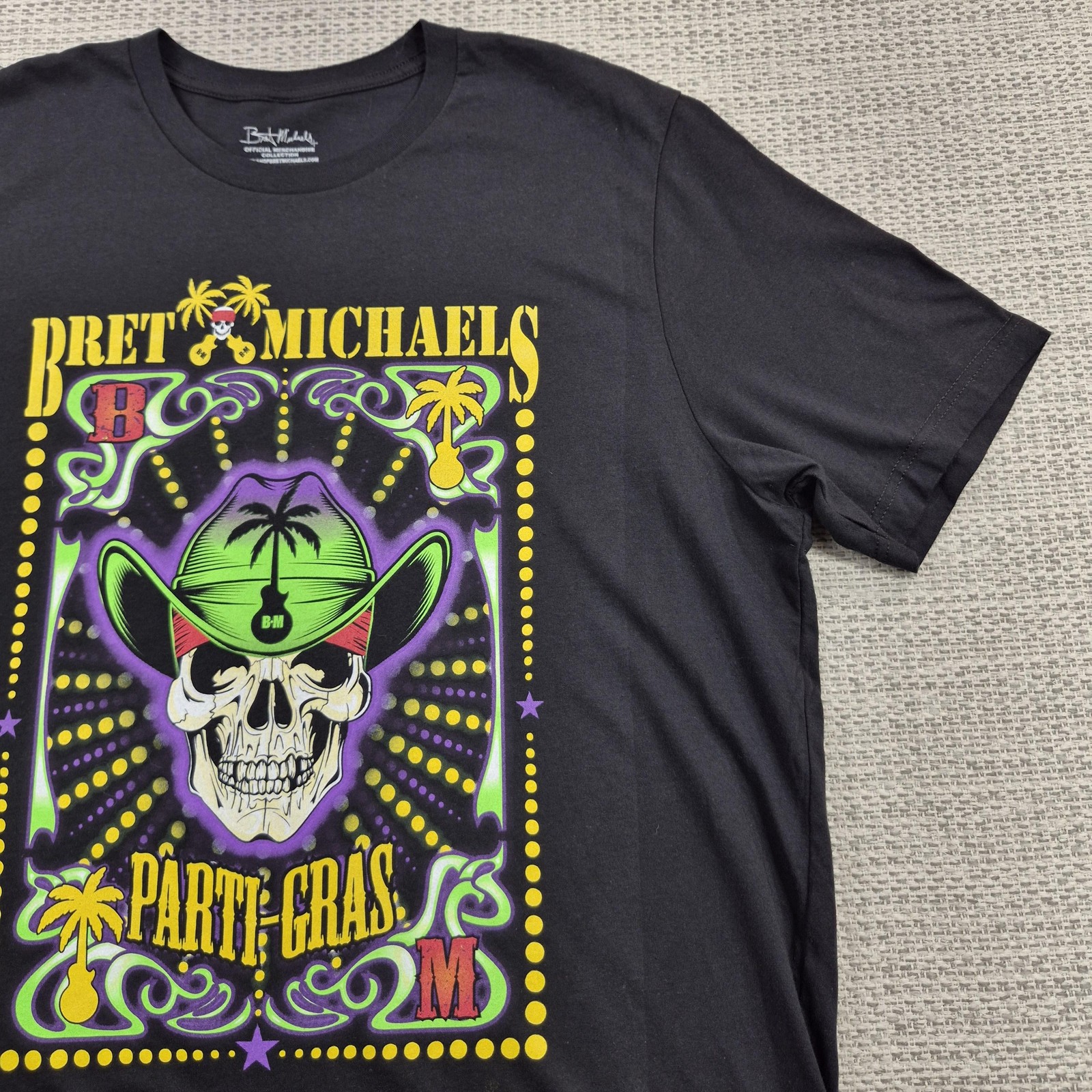 Bret Michaels Shirt Mens 2XL Black Parti-Gras Skull Graphic Tee Mardi Gras Tour gallery