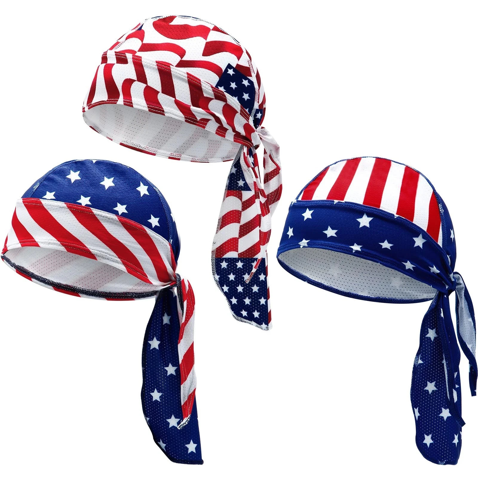 3 Pcs Do Rags Dew Rag Skull Caps for Men Bandana Beanie Hats Pirate Hats Cycling