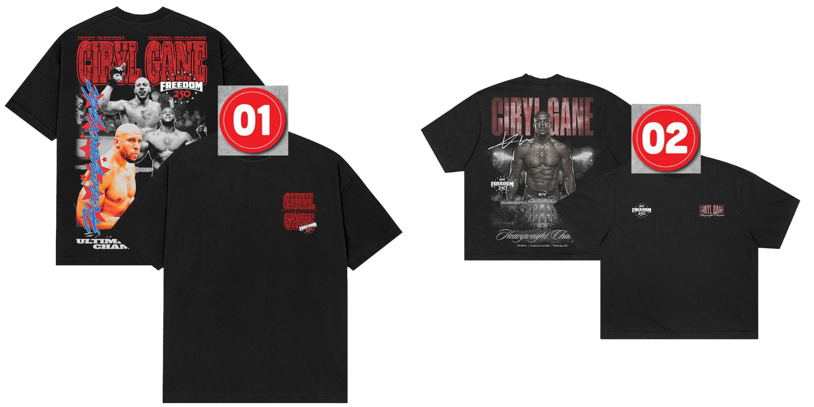 Unisex Black Ciryl Gane UFC Freedom 250 T-Shirt, Tee
