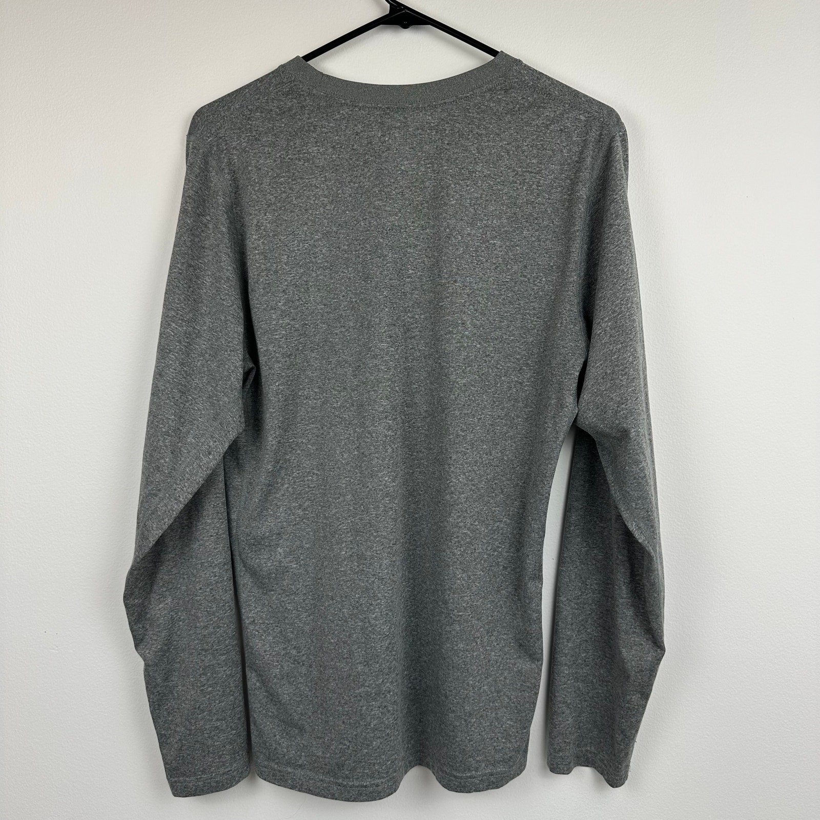 Nike Dri-Fit Mens Long Sleeve Crewneck Logo Activewear Light Grey Shirt Small gallery