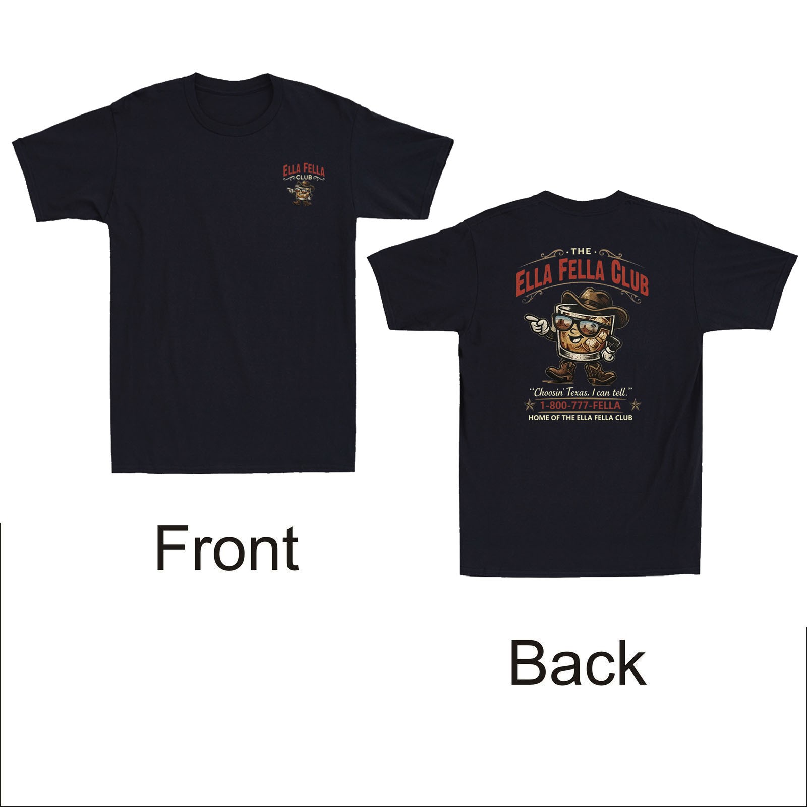 Ella Fella Club Cowboy Whiskey Western Country Funny Graphic Retro Men's T-Shirt gallery