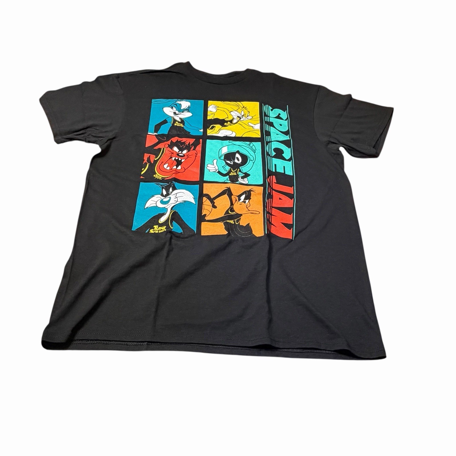 SPACE JAM New Legacy Black Large T-Shirt Bugs Taz Daffy Marvin Tune Squad NEW
