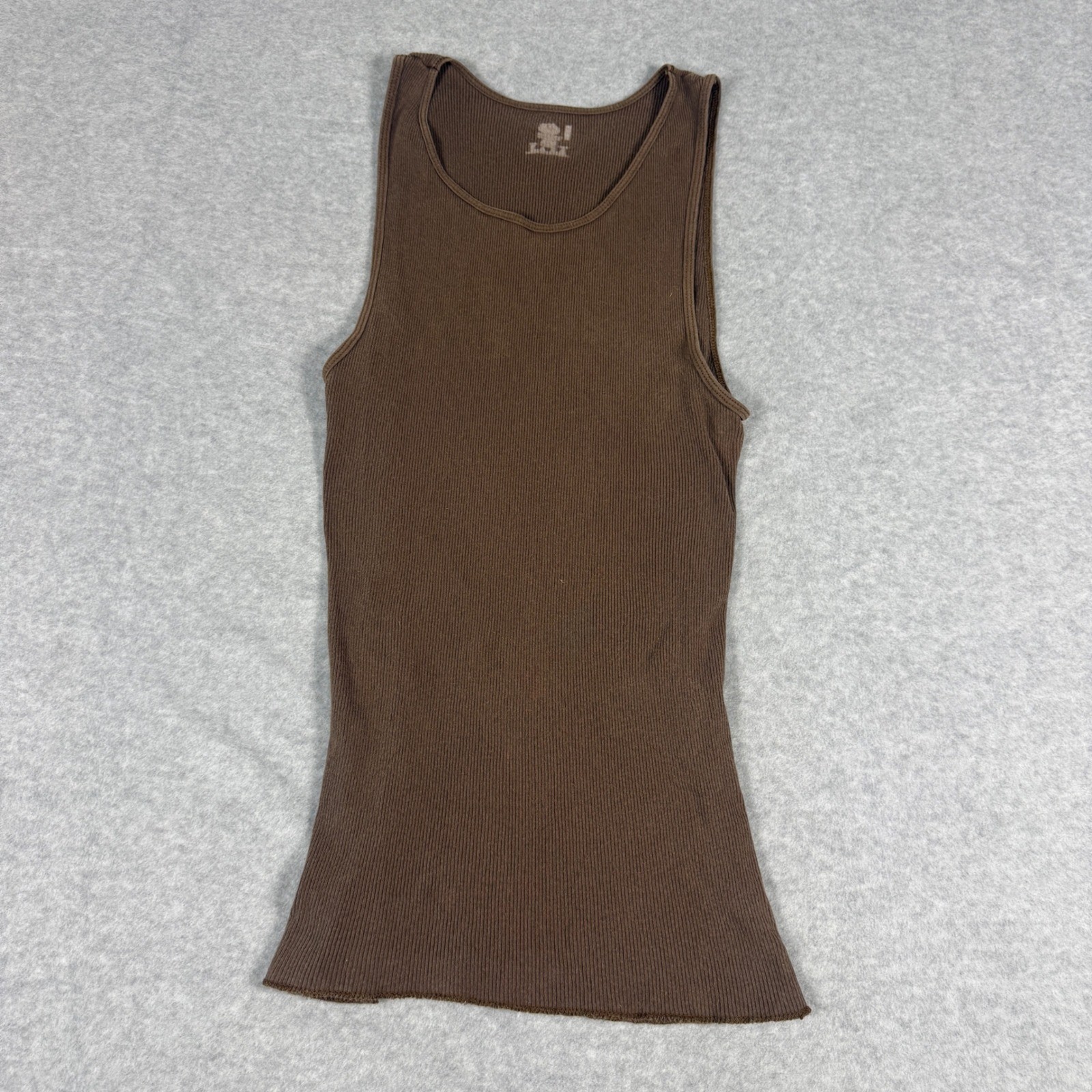 Fruit of the Loom Tank Top Brown Ribbed Lettuce Hem Basic Shirt XL gallery