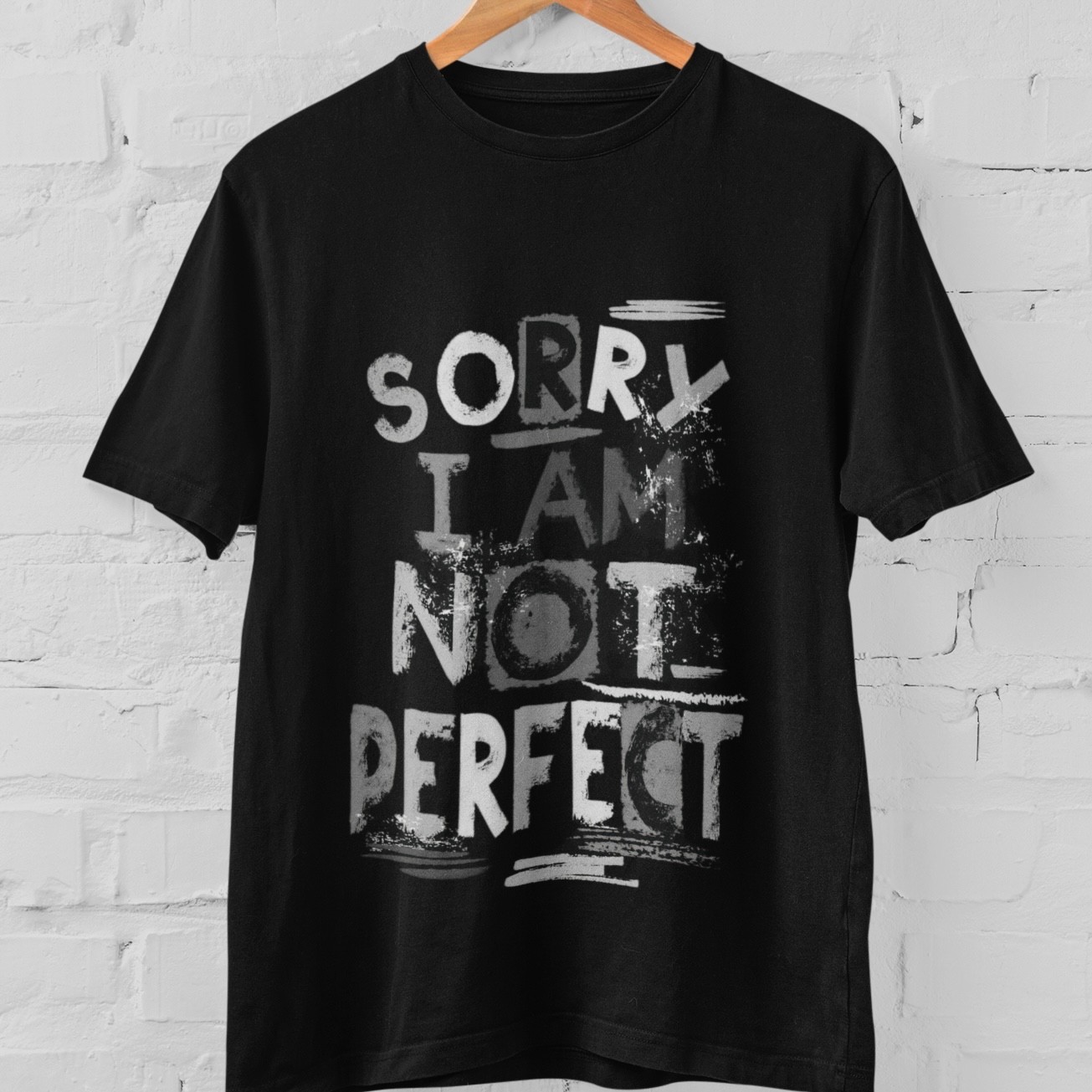 Sorry I Am Not Perfect Graphic Tee Vintage Grunge Letter Print Unisex Streetwear gallery