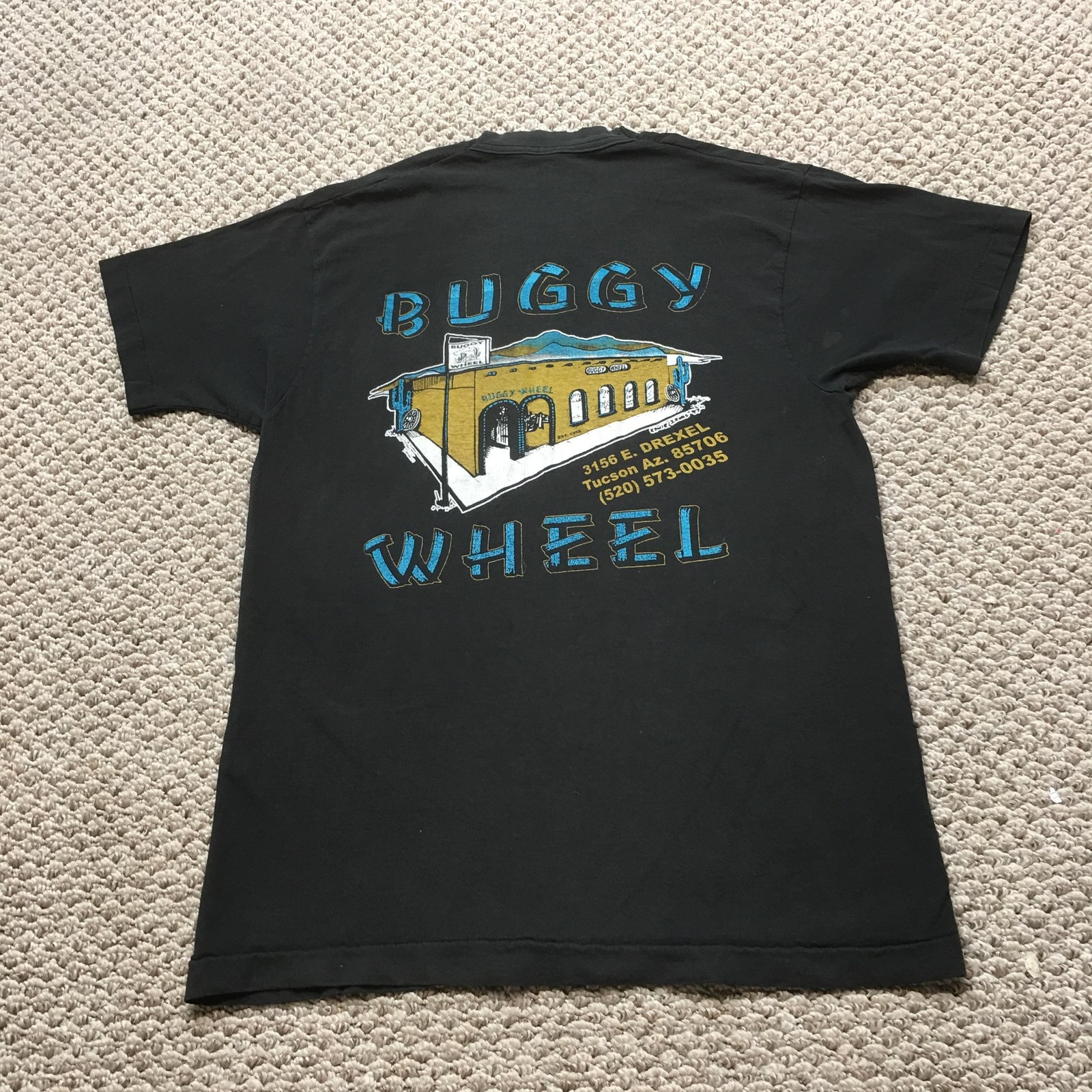 Vintage Single Stitch T-shirt Mens Medim Black Made in USA Pocket Distressed 90s gallery