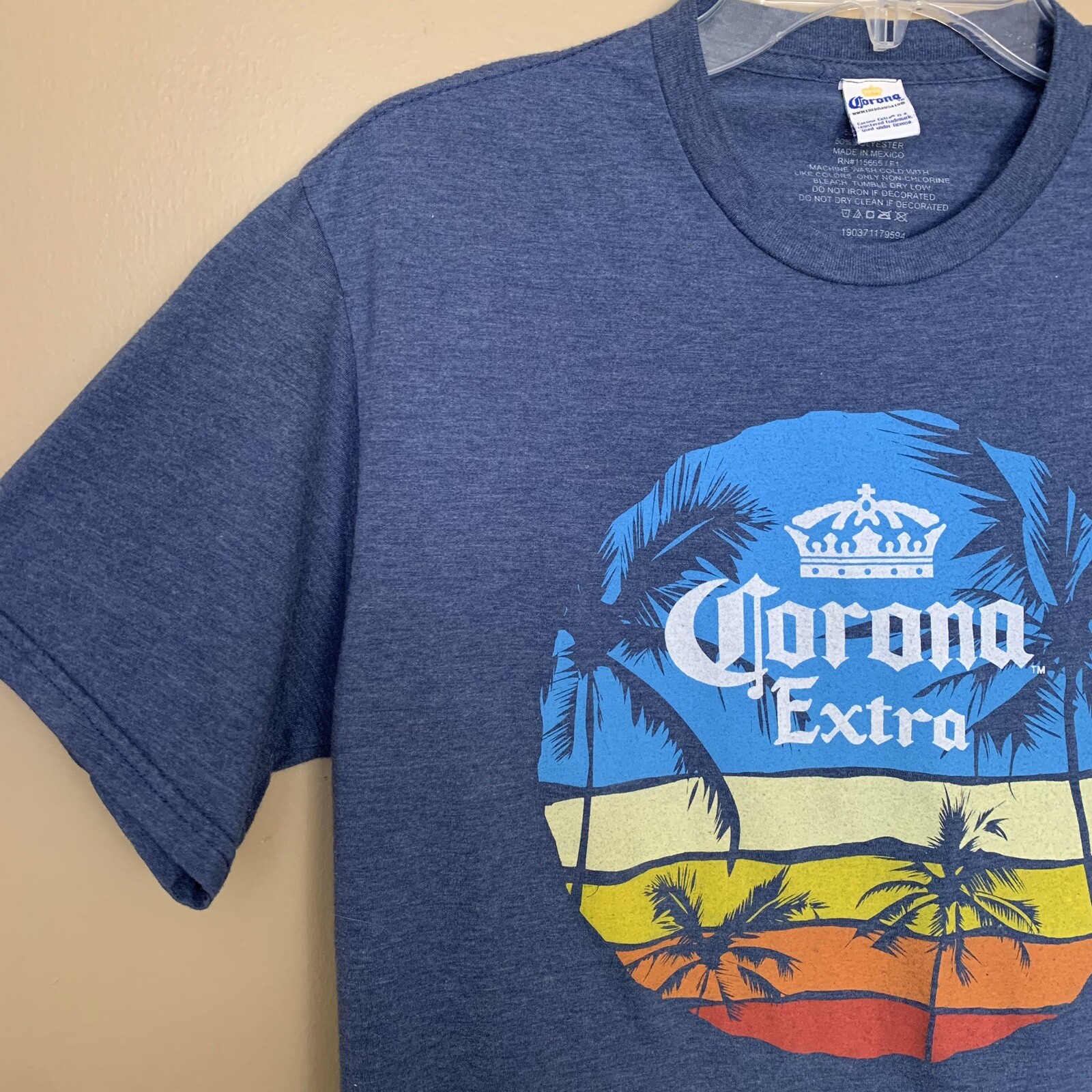 Corona Shirt Mens Medium Blue Casual Crew Neck Beach Fishing Outdoor Camp Tee gallery