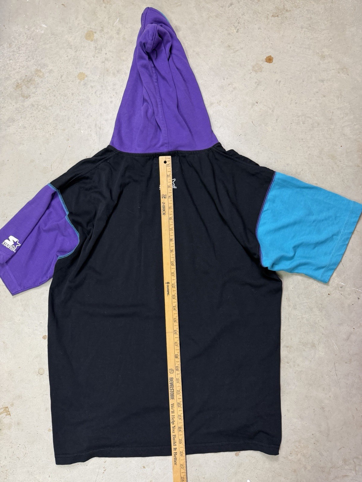 VTG 1990 NBA Charlotte Hornets Double Hood Starter Tee Made In Korea Large gallery