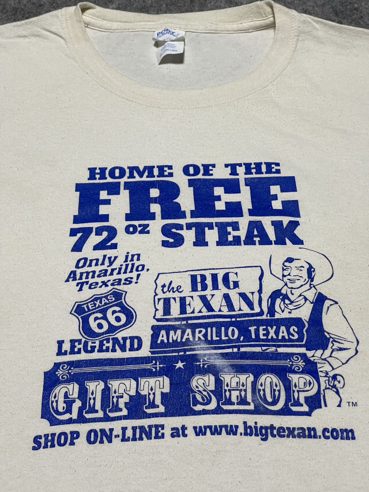 The Big Texan Home Free 72oz Steak Shirt Amarillo Texas Challenge Beige 2XL gallery