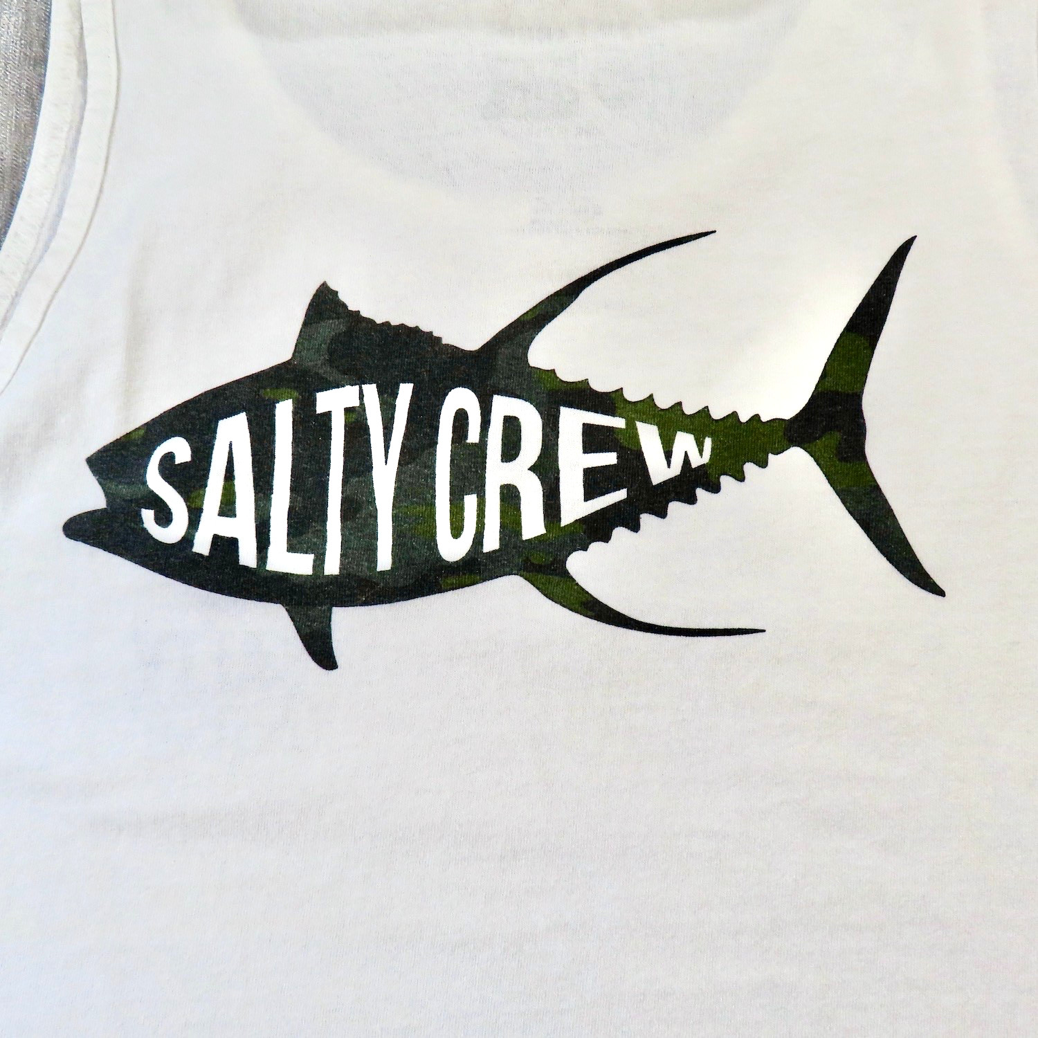 Salty Crew Shirt Mens XXL 2XL White Camo Fish Muscle Tank Top Beach Outdoor gallery