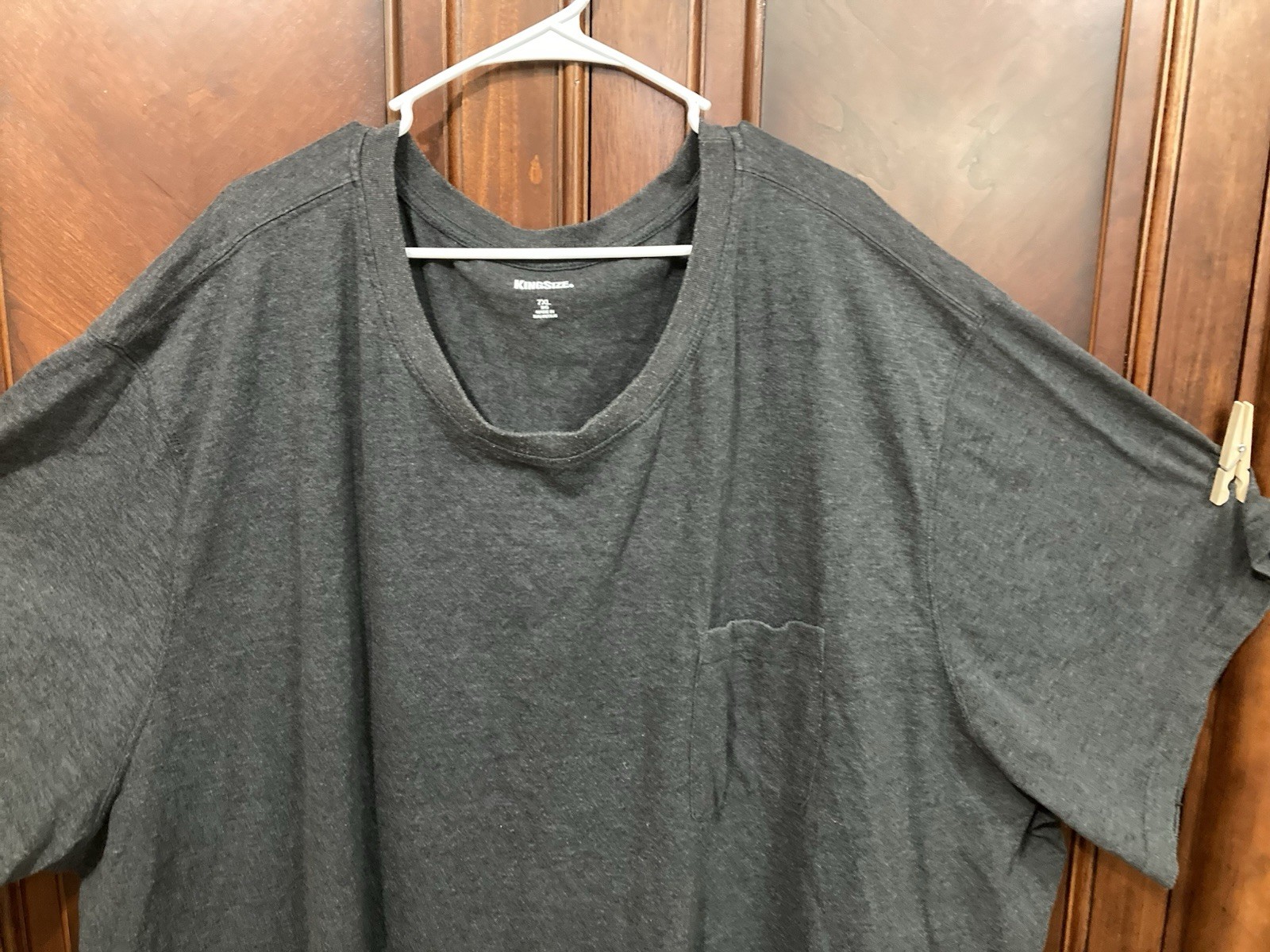 men's 7xl big Kingsize crewneck s sleeve pocket tee shirt Heather Charcoal Grey gallery