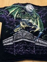 Rare Vintage LIQUID BLUE 1995 Gargoyle All-Over Print Single Stitch Shirt XL USA