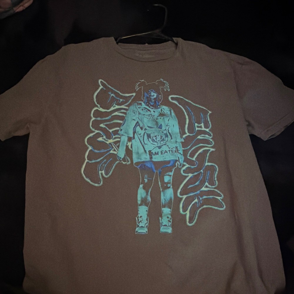 Billie Eilish Brown Man Eater Graphic Print Crew Neck Short Sleeve T-Shirt